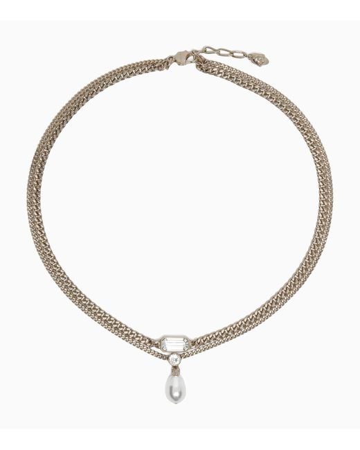 McQueen Metallic Crystal-Embellished Skull Necklace