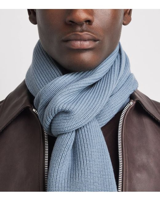 Falke Blue Ultrafine Merino Wool Scarf for men