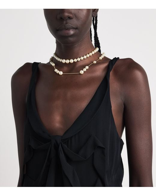 Acne Black Silk Bow-Detail Midi Dress