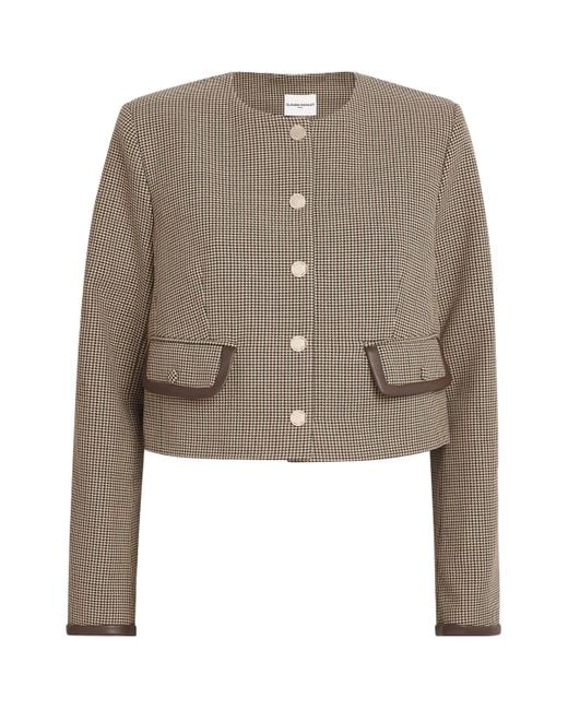 Claudie Pierlot Brown Houndstooth Cropped Jacket