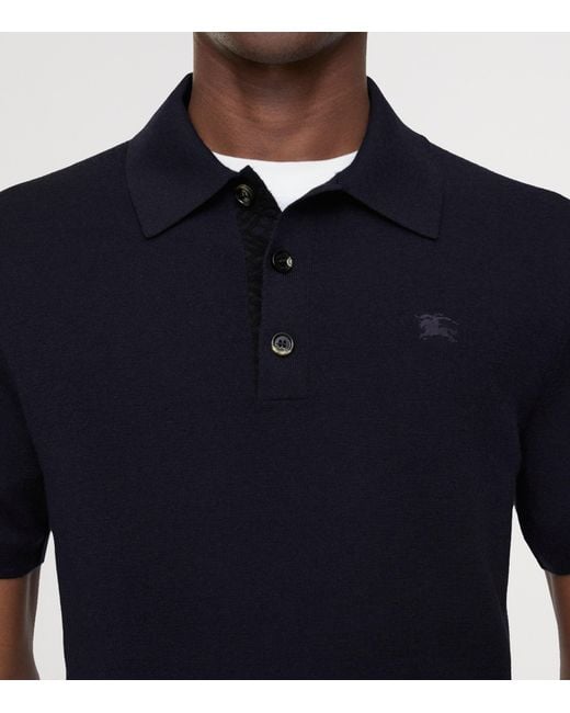 Burberry Blue Cashmere Polo Shirt for men
