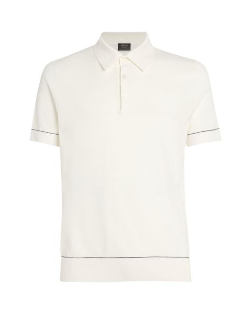 Brioni White Cotton Polo Shirt for men