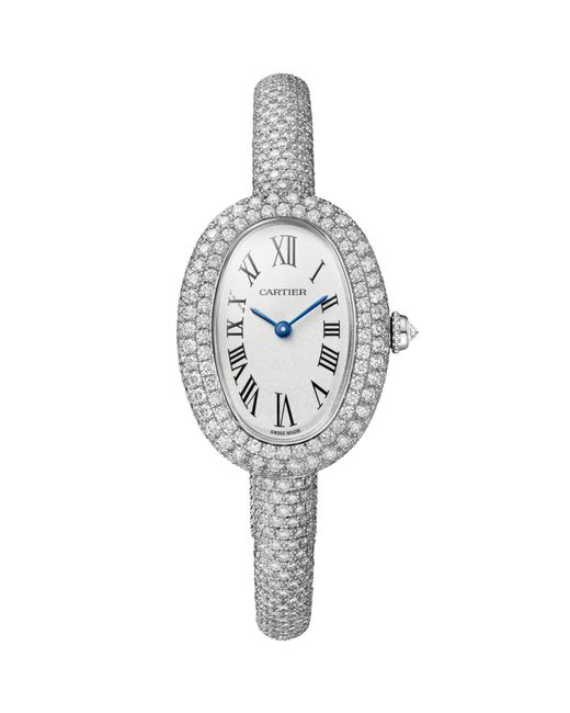 Cartier White Small And Diamond Baignoire De Watch