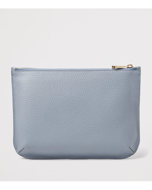 Aspinal Blue Large Leather Ella Pouch