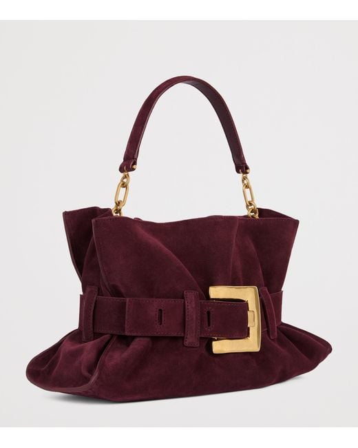 Balmain Purple Medium Suede Anthem Shoulder Bag