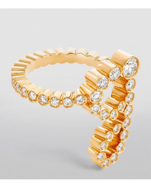 Sophie Bille Brahe Metallic And Diamond Ensemble 'G' Ring