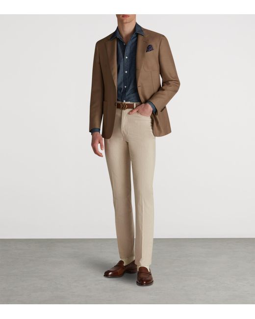 Dunhill Natural Wool-Blend Denim Trousers for men