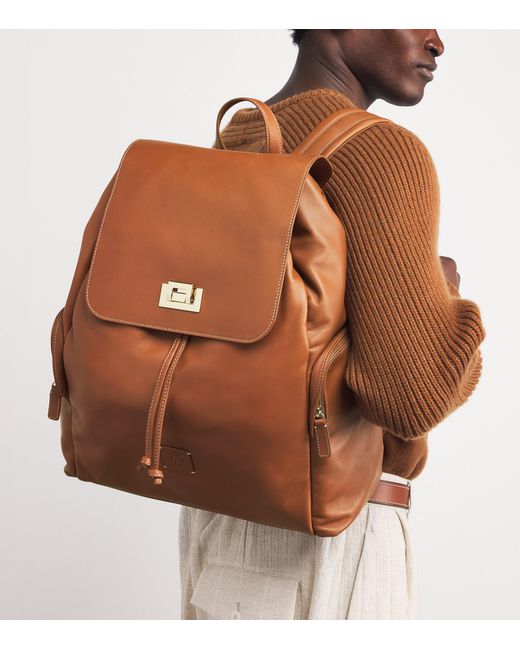 Eleventy Brown Calfskin Backpack for men