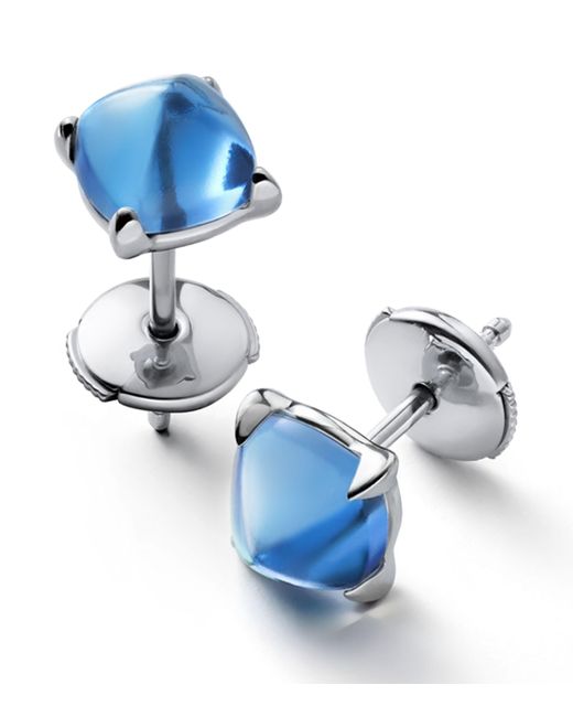 Baccarat Blue Sterling Silver And Crystal Médicis Riviera Stud Earrings