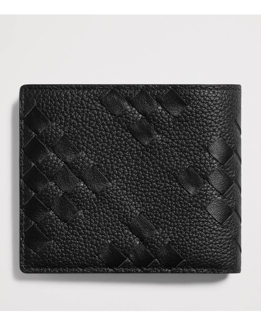 Bottega Veneta Black Leather Intrecciato Bifold Wallet for men