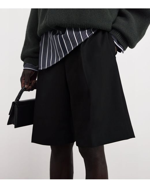 Jacquemus Black Stretch-Wool Ovalu Shorts for men
