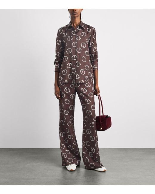 Sandro Brown Silk Floral Shirt