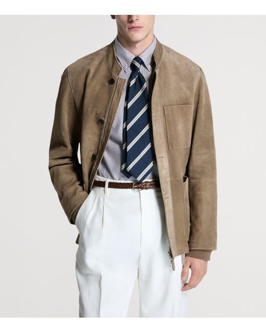 Dunhill Brown Leather Three-Pocket Jacket for men