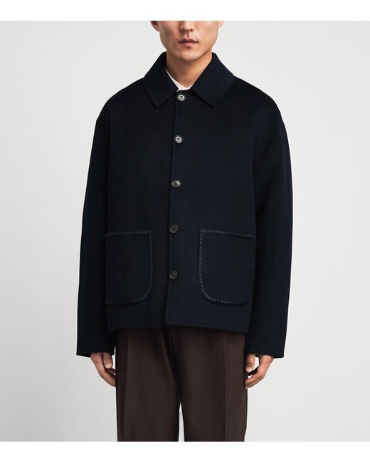 Commas Blue Wool-Cashmere Embroidered Jacket for men