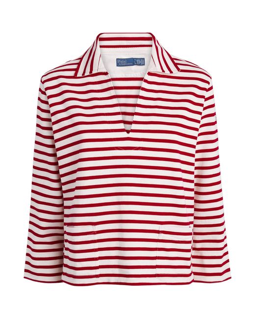 Polo Ralph Lauren Red Cotton Stripe Rugby Shirt