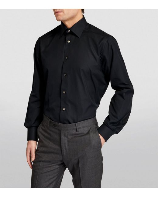 Eton of Sweden Black Cotton Herringbone Shirt for men