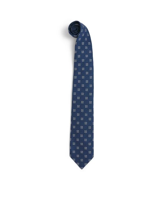 Isaia Blue Silk Floral Tie for men