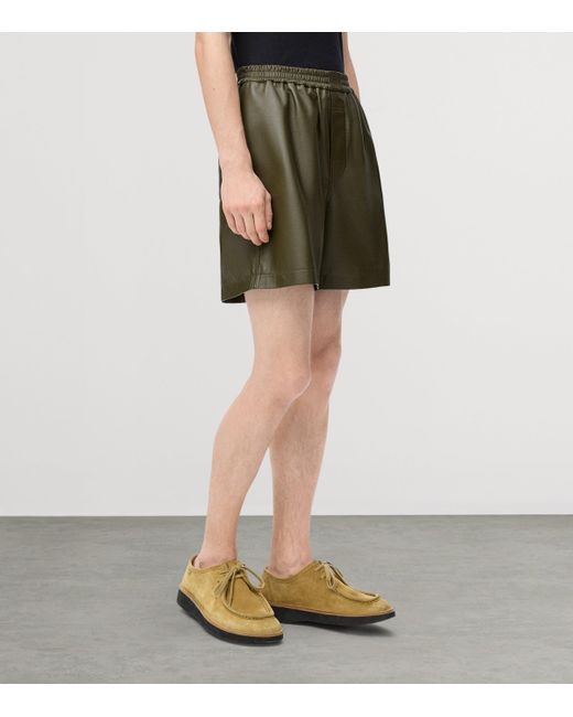 Loewe Green Leather Shorts for men
