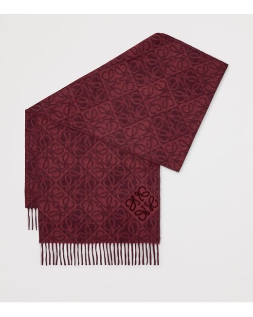 Loewe Purple Wool-Cashmere Anagram Scarf