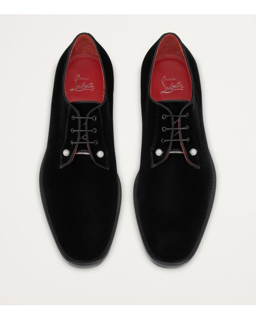 Christian Louboutin Black Chambeliss Night Strass Velvet Derby Shoes for men