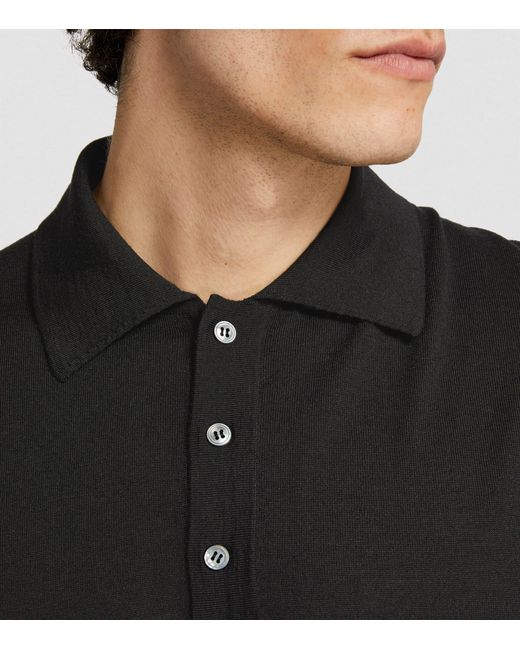 Lardini Black Wool-silk Blend Polo Shirt for men