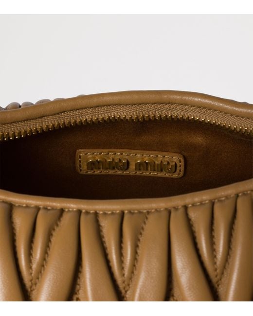 Miu Miu Brown Matelassé Lambskin Wander Top-Handle Bag