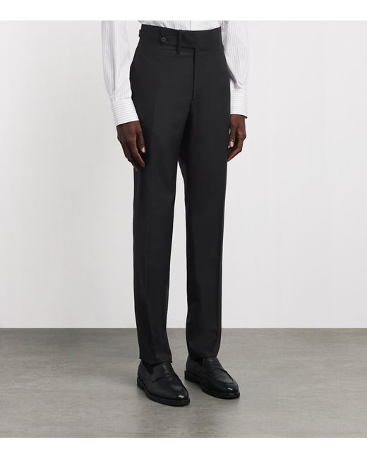 Isaia Black Wool Casalnuovo Slim Trousers for men