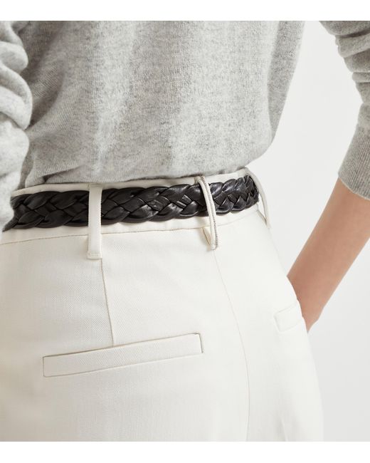 Brunello Cucinelli White Comfort Viscose Couture Twill Slouchy Trousers