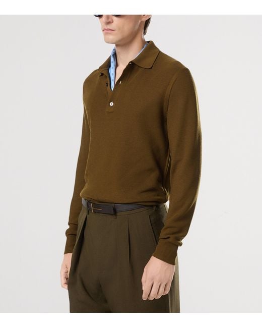 Tom Ford Green Silk-Cotton Polo Shirt for men
