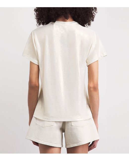 Maje White Lamé T-Shirt