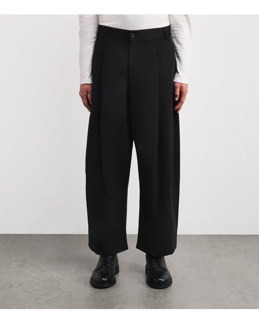 Studio Nicholson Black Cotton Pleated Sorte Trousers for men