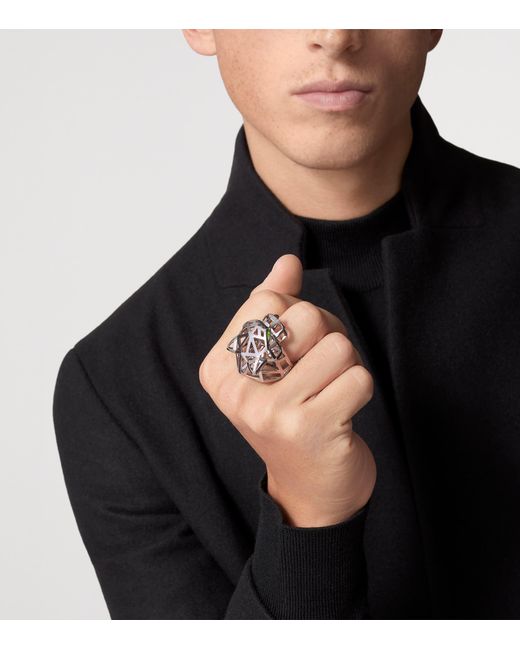 Cartier Metallic Tsavorite Garnet And Onyx Panthère De Ring