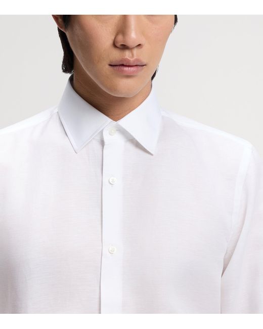 Boss White Linen-Blend Slim-Fit Shirt for men