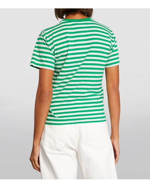 Polo Ralph Lauren Green Cotton Striped Polo Pony T-shirt