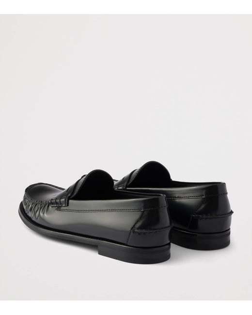 Prada Black Brushed Leather Loafers for men
