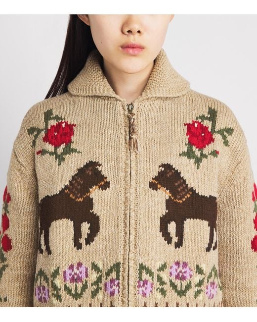 Polo Ralph Lauren White Cotton-Wool Horse Intarsia Zip-Up Cardigan