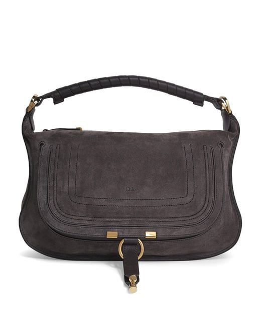 Chloé Black Small Suede Marcie Shoulder Bag
