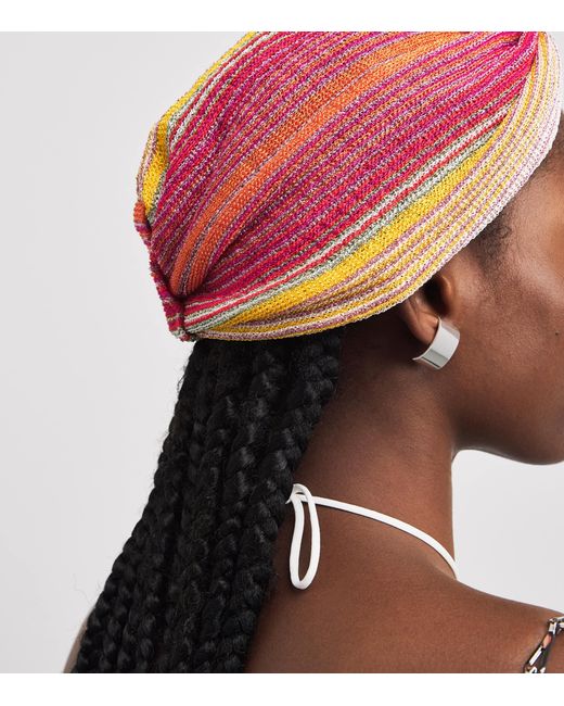 Missoni Pink Knot-Front Stripe Turban
