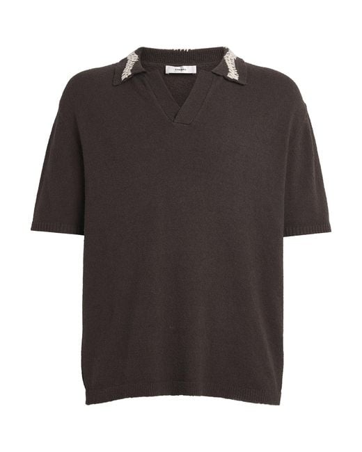 Commas Black Crochet-Detail Polo Shirt for men