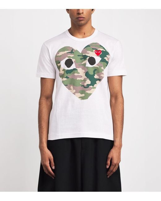 COMME DES GARÇONS PLAY Green Camouflage Large Heart Logo T-Shirt for men