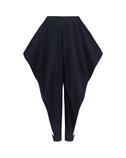 Alaïa Blue Cotton Gabardine Open-Leg Trousers