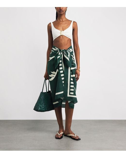 Eres Green Silk-Cotton Mandapa Sarong