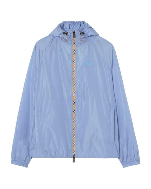 Burberry Blue Nylon Check Tape Jacket for men