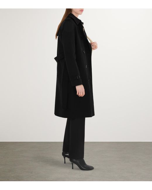 Burberry Black Gabardine Kensington Long Trench Coat