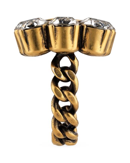 Gucci Metallic Faux Crystal Double G Ring