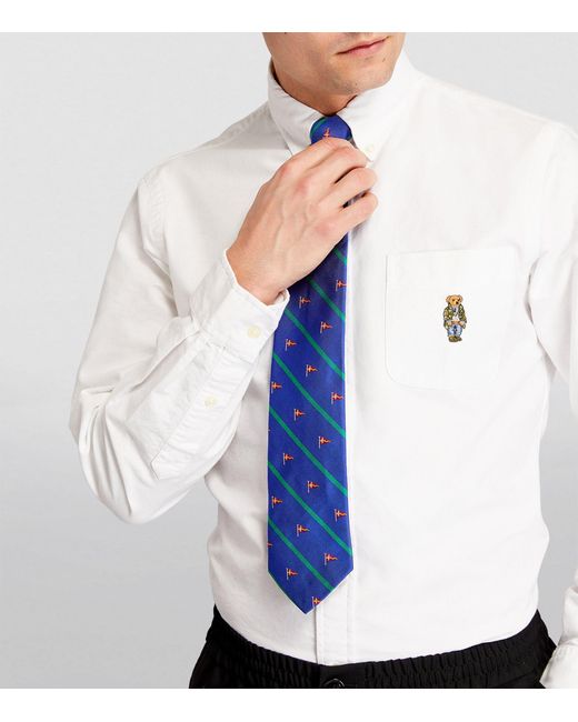 Polo Ralph Lauren Blue Silk Striped Flag Tie for men