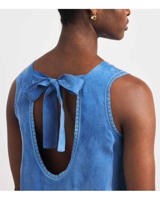 Claudie Pierlot Blue Lace-Trim Babydoll Mini Dress