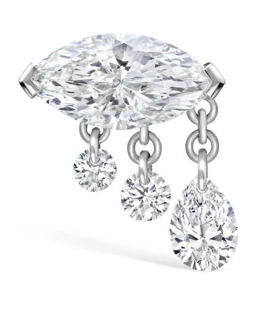 Maria Tash White Triple Teardrop Marquise Diamond Threaded Earring Left