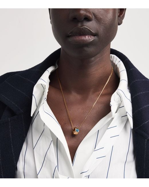 BeeGoddess Metallic Diamond And Topaz Honeycomb Necklace