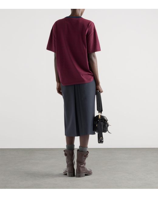 Prada Red Cotton Stripe Oversized T-Shirt